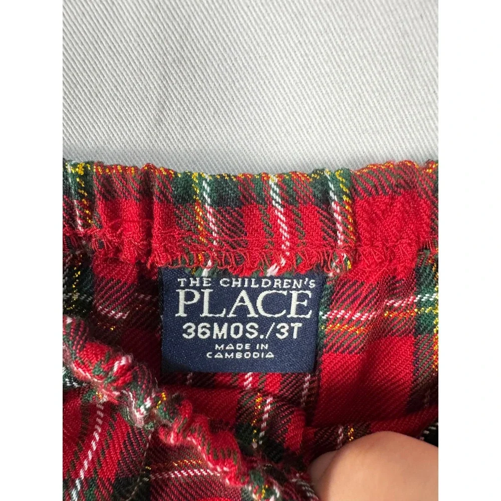 Childrens Place Christmas Dress Set Toddler 3T Red Plaid Excellent 3pc Outfit